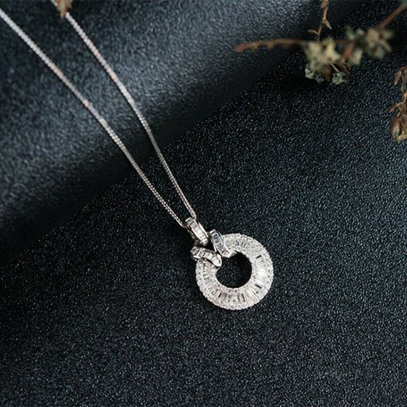 New 925 Silver Cubic Zirconia Pendant Necklace - Picture 5 of 5